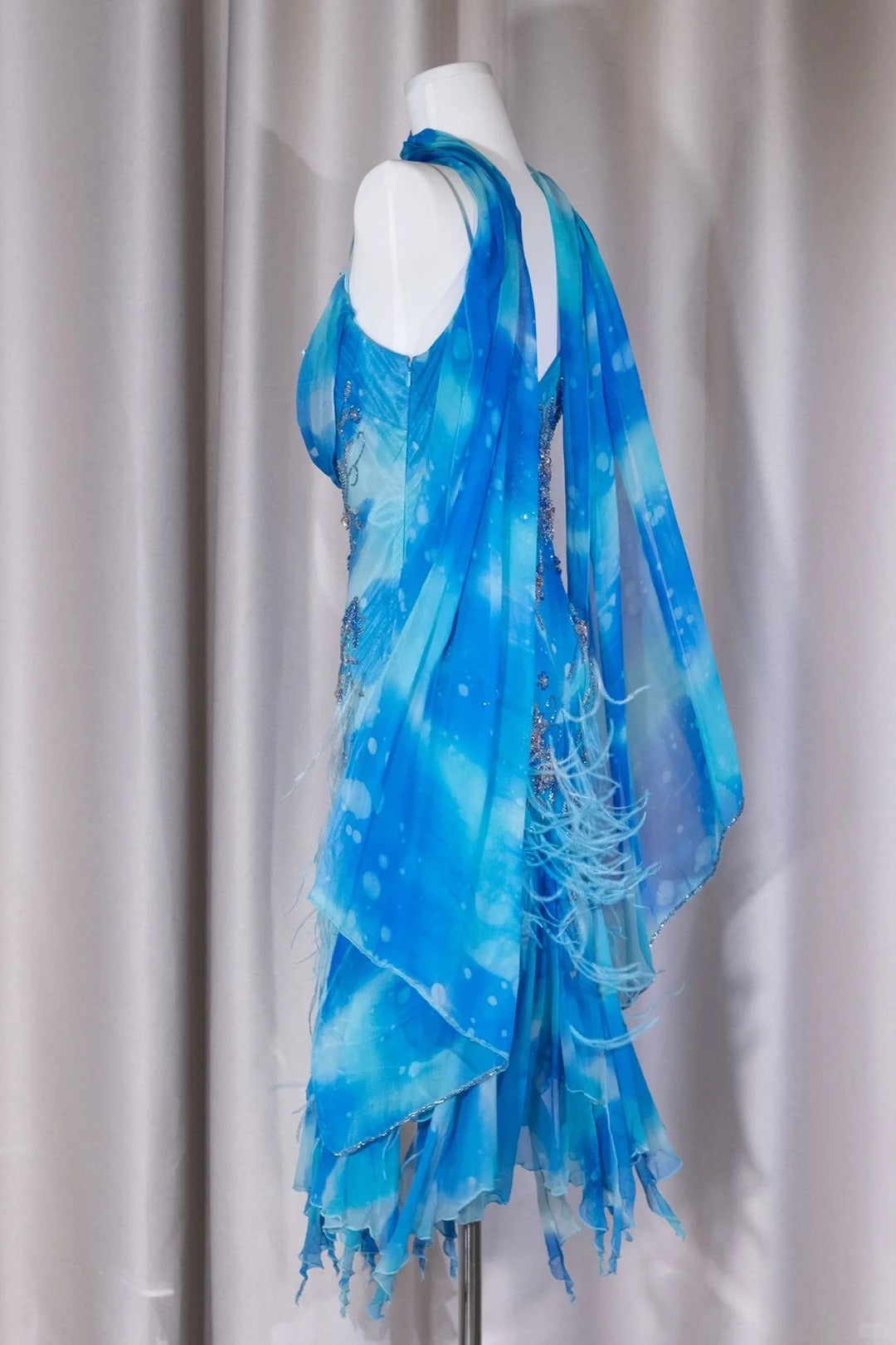 Blue Beaded Long Chiffon Prom Dress Evening Dress Party Dress nv5128