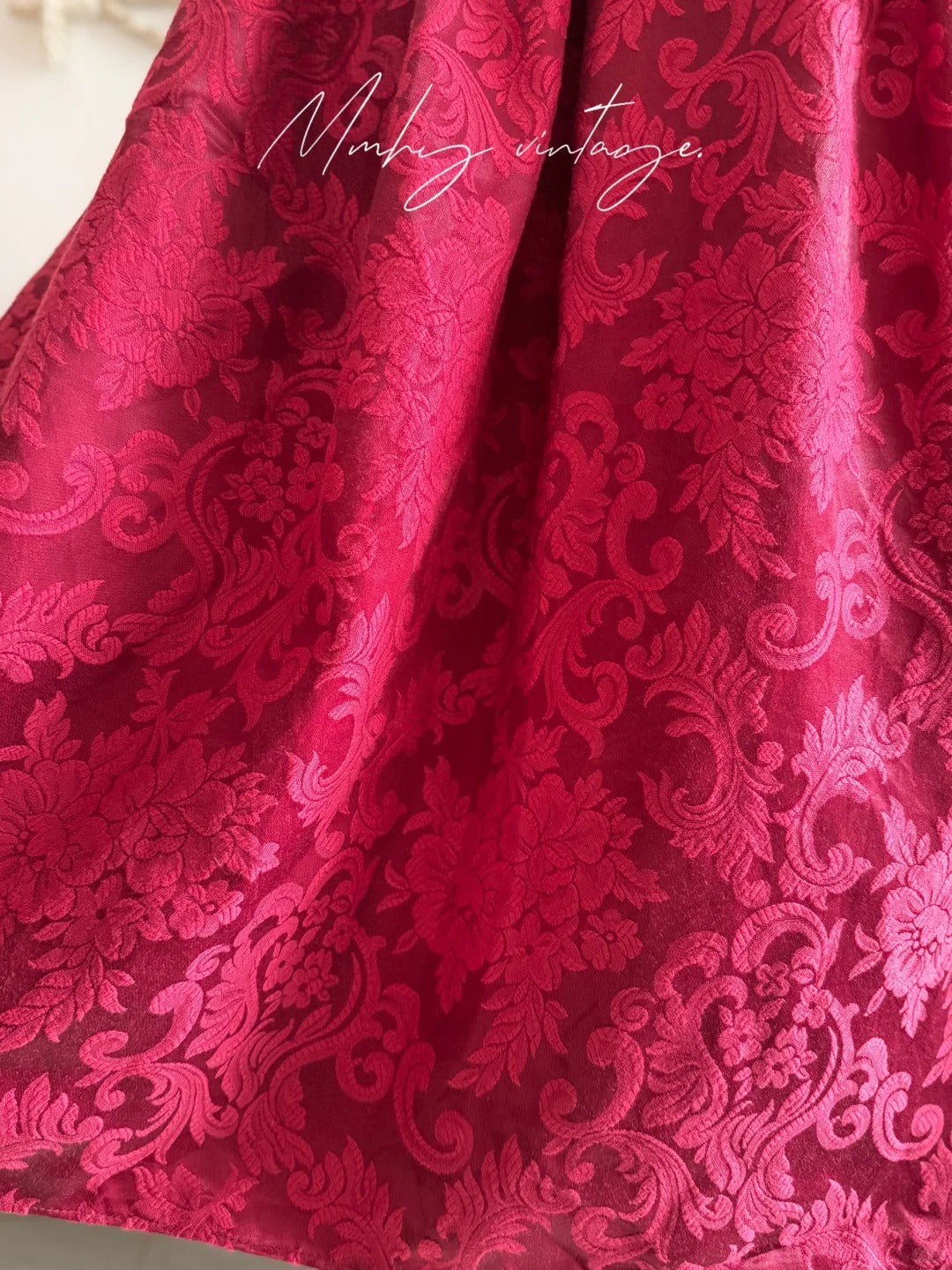 Pink Retro Elegant Red Camellia Floral A-Skirt Exquisite Lace Long Satin Ball Gown Evening Dress Party Dress Prom Dress nv4099