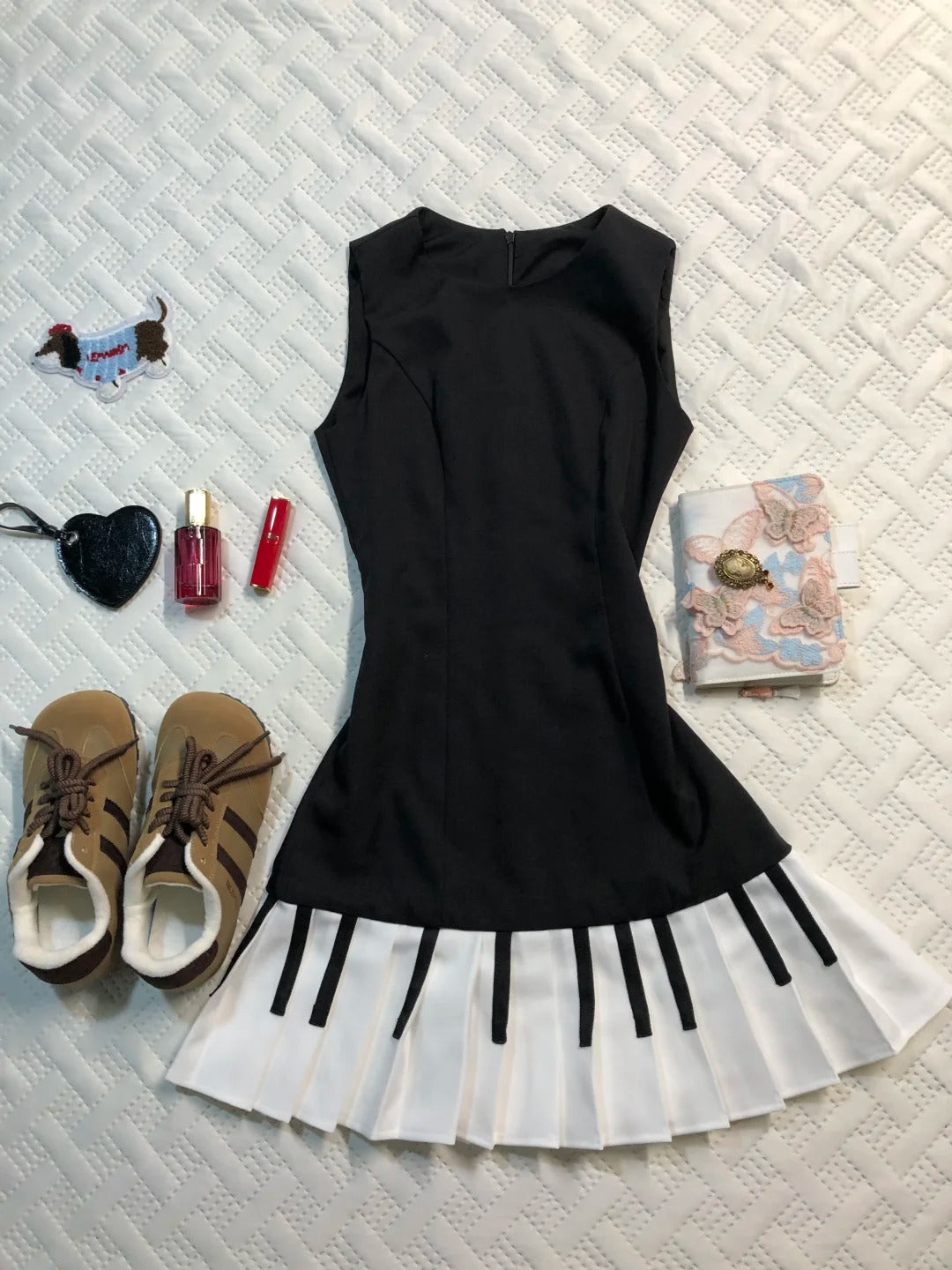 NiceVestidos--Short Chiffon Homecoming Dress Piano Black Sleeveless Dress Girls Dress NV5658