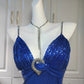 A gorgeous, sparkling, elegant blue mermaid long sequined prom dress for an evening gown nv5224