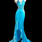 Vintage water blue exquisite beading elegant mermaid backless sexy long satin floor-length prom dress evening dress nv5235