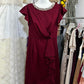 Dark red vintage short satin homecoming dress birthday party dress nv5090