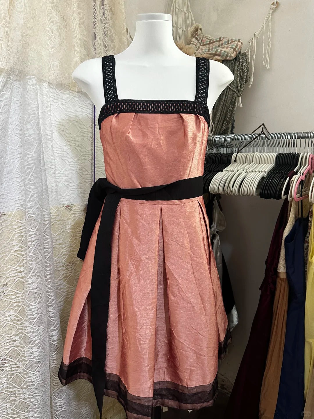 Orange pink vintage short satin homecoming dress birthday party dress nv5089