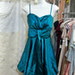 Teal vintage short satin homecoming dress birthday party dress nv5086