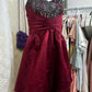 Burgundy vintage tube top short satin homecoming dress birthday party dress nv5085