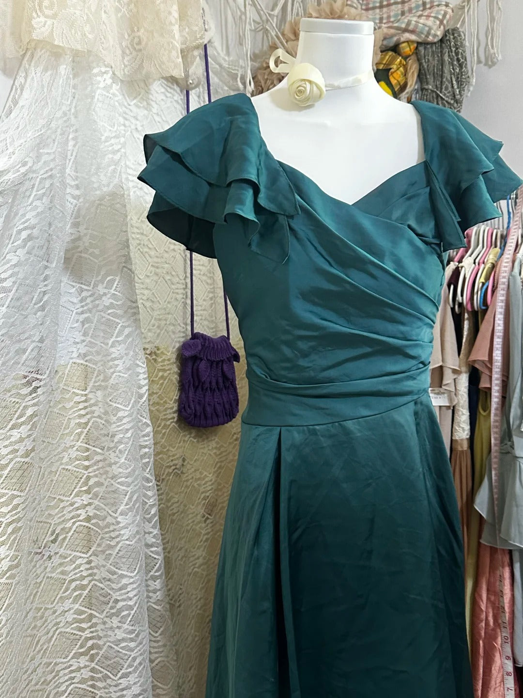 Dark green vintage short satin homecoming dress birthday party dress nv5087