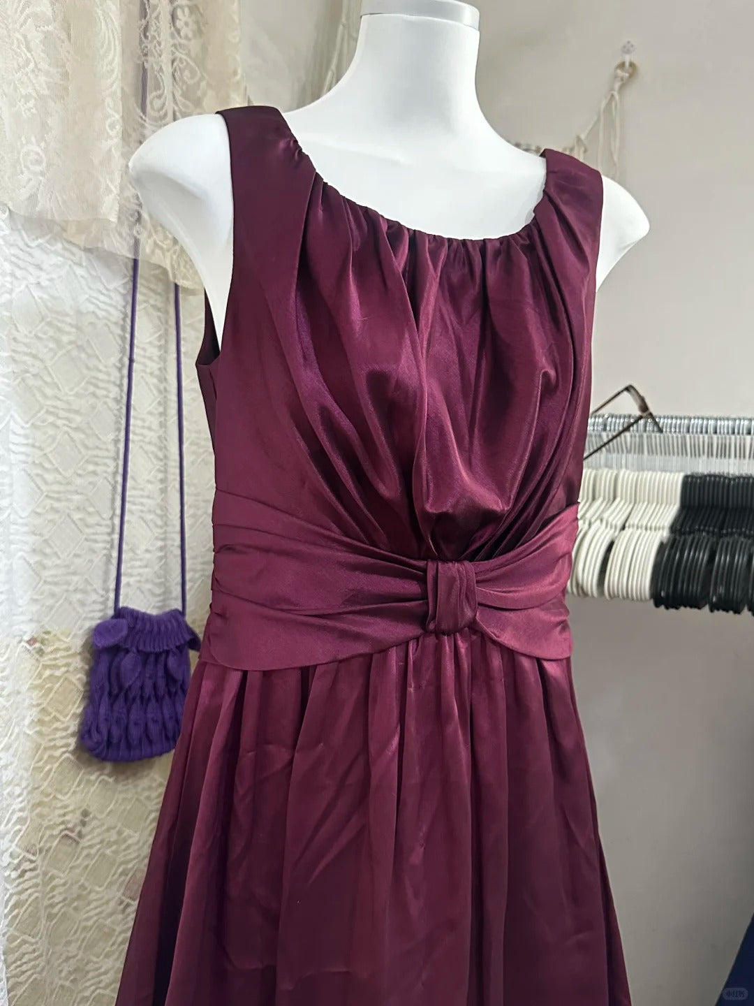 Burgundy vintage short satin homecoming dress birthday party dress nv5088
