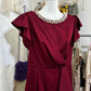 Dark red vintage short satin homecoming dress birthday party dress nv5090
