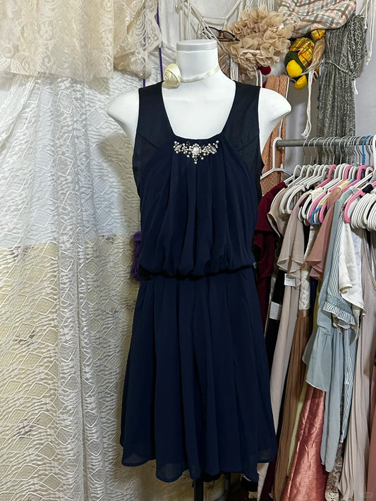 Navy blue vintage short chiffon homecoming dress birthday party dress nv5091