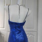 A gorgeous, sparkling, elegant blue mermaid long sequined prom dress for an evening gown nv5224