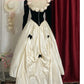 Ivory vintage rose long satin velvet ball gown nv4996