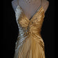 Exquisite gold bead decoration, fashionable off shoulder long satin Prom dress, evening gown nv5204