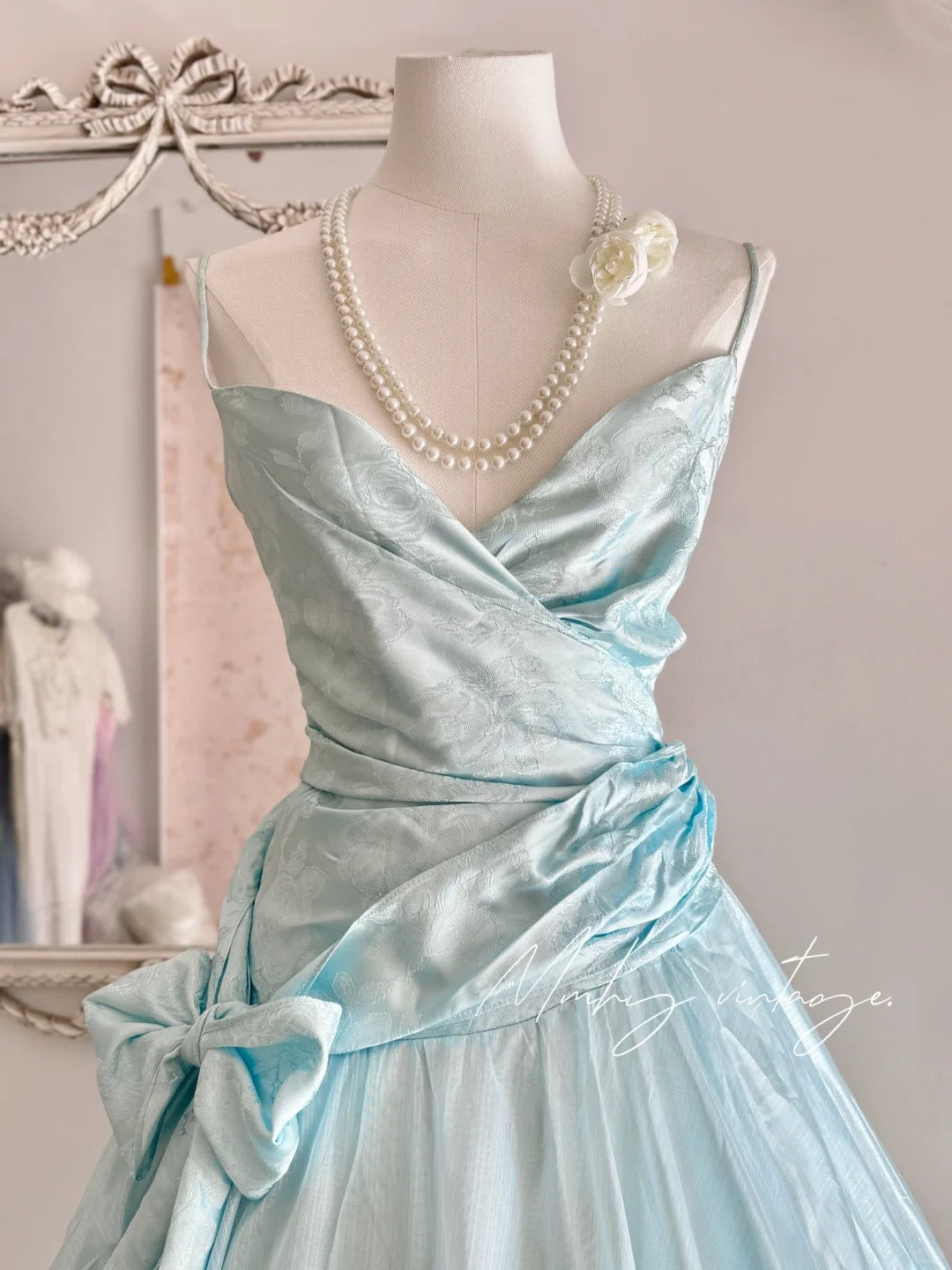 Blue Retro Cute Fashion Elegant Spaghetti Strap Long Tulle Ball Gown Evening Dress Prom Dress nv4088