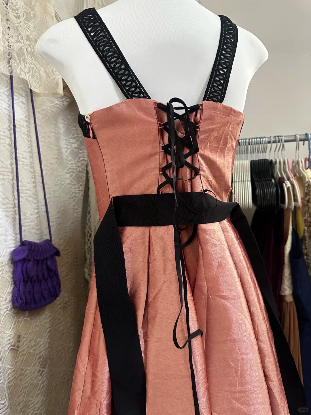 Orange pink vintage short satin homecoming dress birthday party dress nv5089