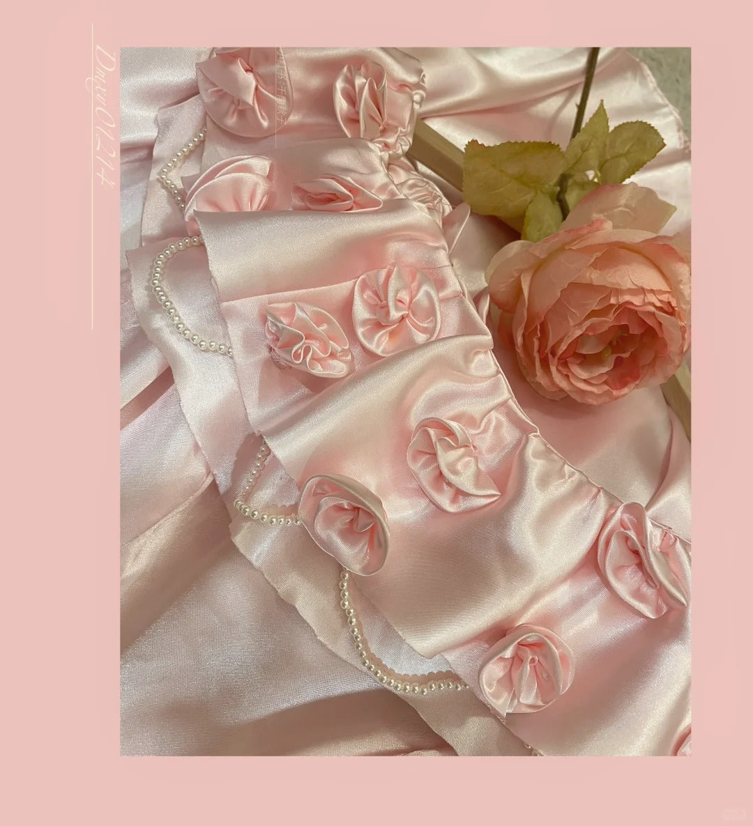 Rosa Elegante Süße Exquisite Vintage Floral Lange Satin Ballkleid Abendkleid Party Kleid Hochzeit Kleid nv4144