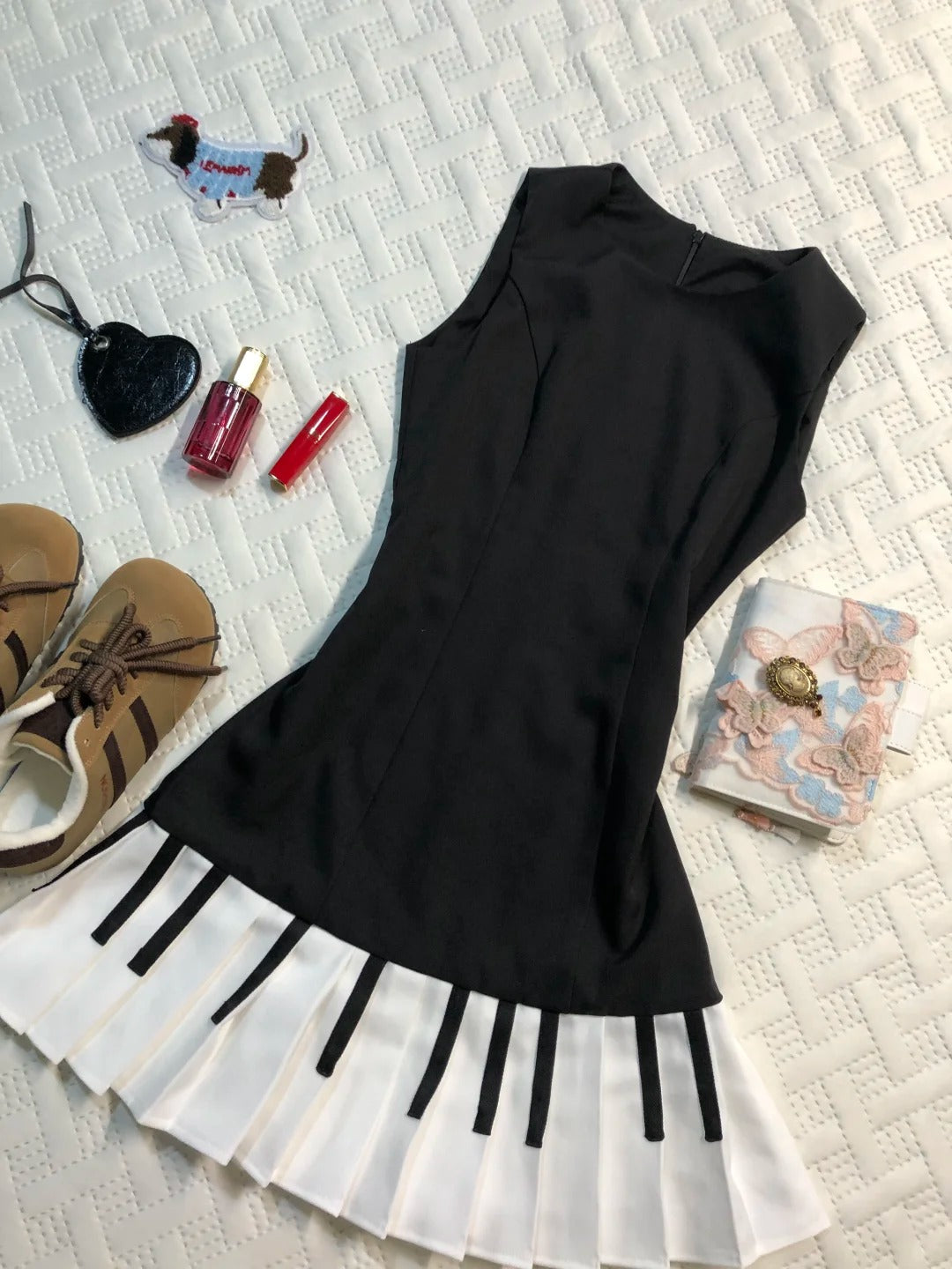 NiceVestidos--Short Chiffon Homecoming Dress Piano Black Sleeveless Dress Girls Dress NV5658