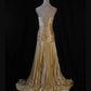 Exquisite gold bead decoration, fashionable off shoulder long satin Prom dress, evening gown nv5204