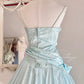Blue Retro Cute Fashion Elegant Spaghetti Strap Long Tulle Ball Gown Evening Dress Prom Dress nv4088
