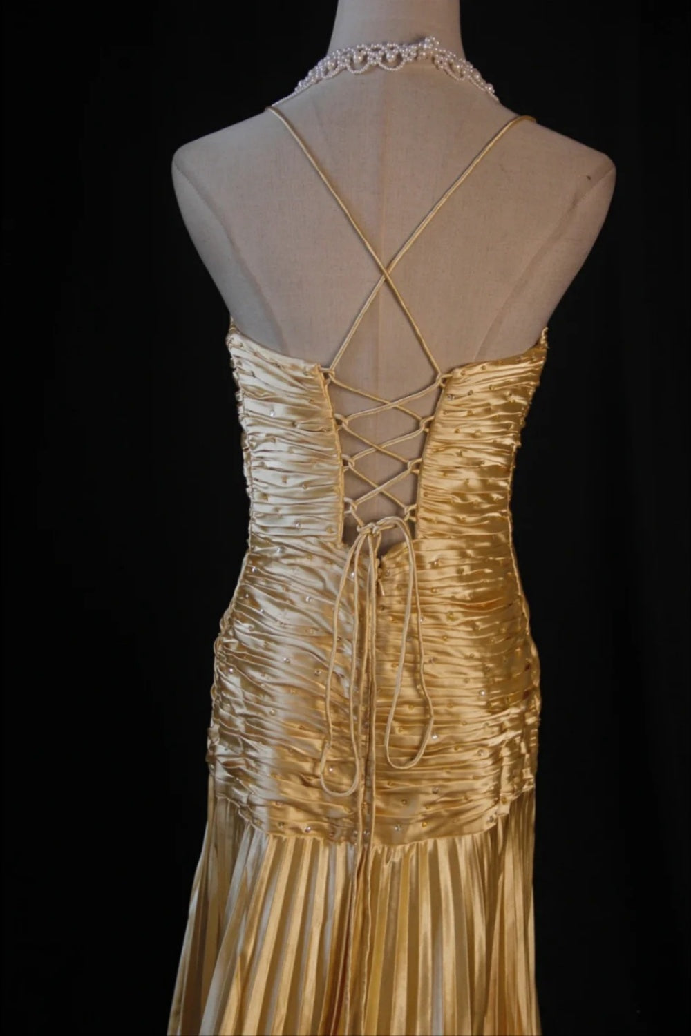 NiceVestidos--Fairy Like Glam Gold Pleated Criss Cross Prom Dress NV5786