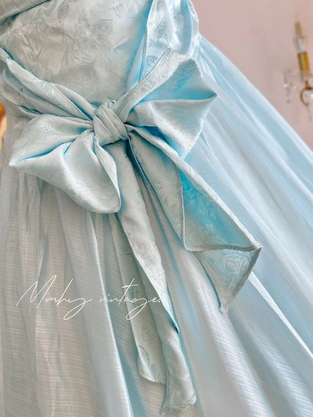 Blue Retro Cute Fashion Elegant Spaghetti Strap Long Tulle Ball Gown Evening Dress Prom Dress nv4088