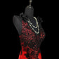 Red beaded gorgeous shiny elegant mermaid long lace chiffon prom dress evening gown nv5226