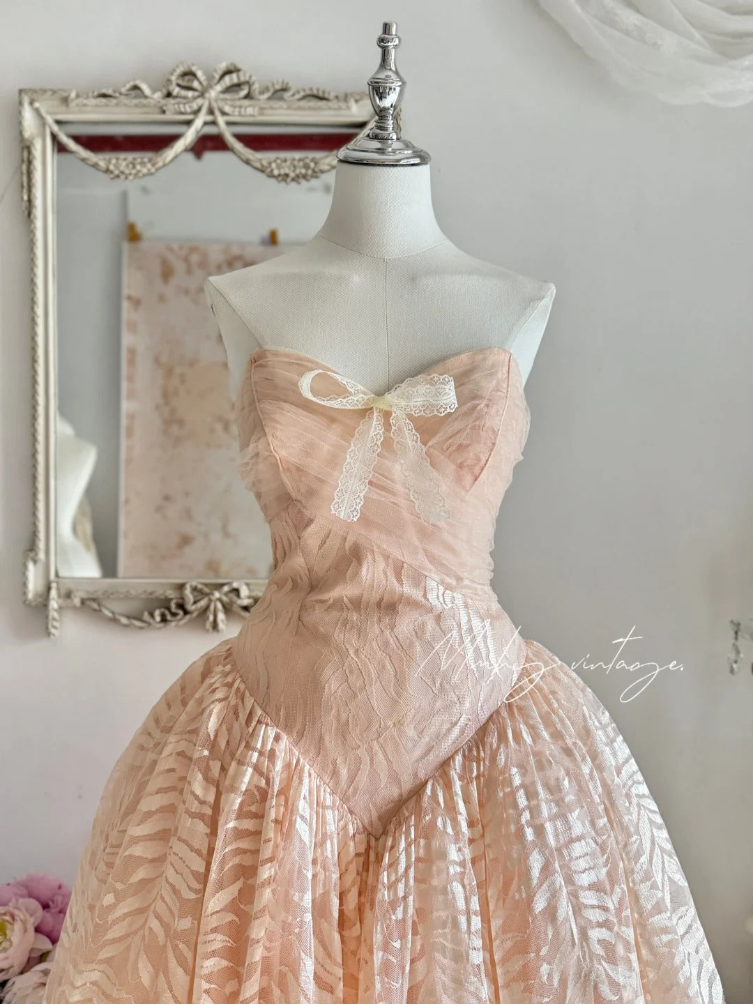 Peach orange tube top elegant exquisite lace princess dress medium length/short prom dress evening dress adult dress birthday dress prom dress nv4096