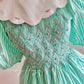Mint Green Petal Baby Doll Collar and Puff Sleeves Embroidered Little Roses Vintage Elegant A-skirt Delicate Short chiffon Homecoming Dress Prom Dress Evening Dress garden Party Dress Prom Dress Wedding Flower Girl Dress nv4100
