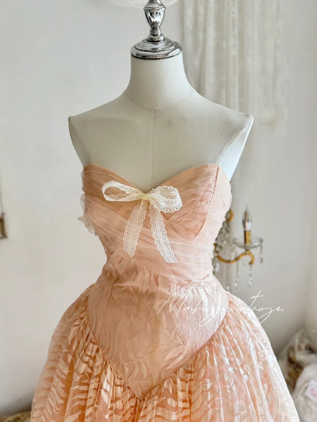 Peach orange tube top elegant exquisite lace princess dress medium length/short prom dress evening dress adult dress birthday dress prom dress nv4096