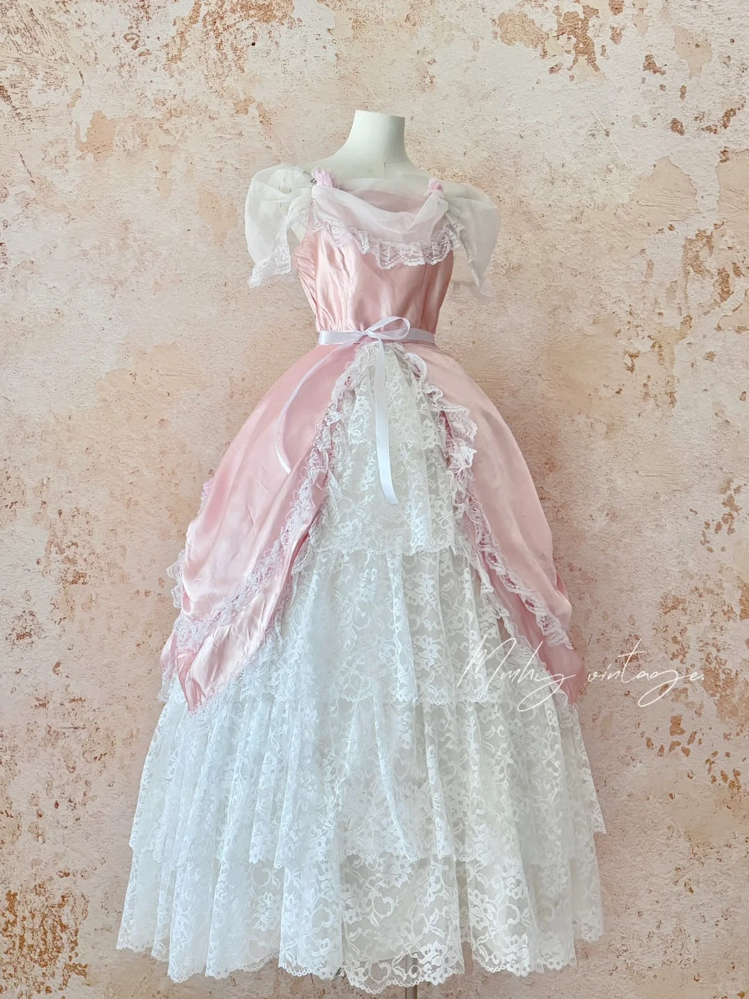 Rosa Retro Elegante Süße Exquisite Spitze Kuchen Prinzessin Kleid Lange Erwachsene Zeremonie Kleid Geburtstag Kleid Ballkleid Abendkleid nv4094