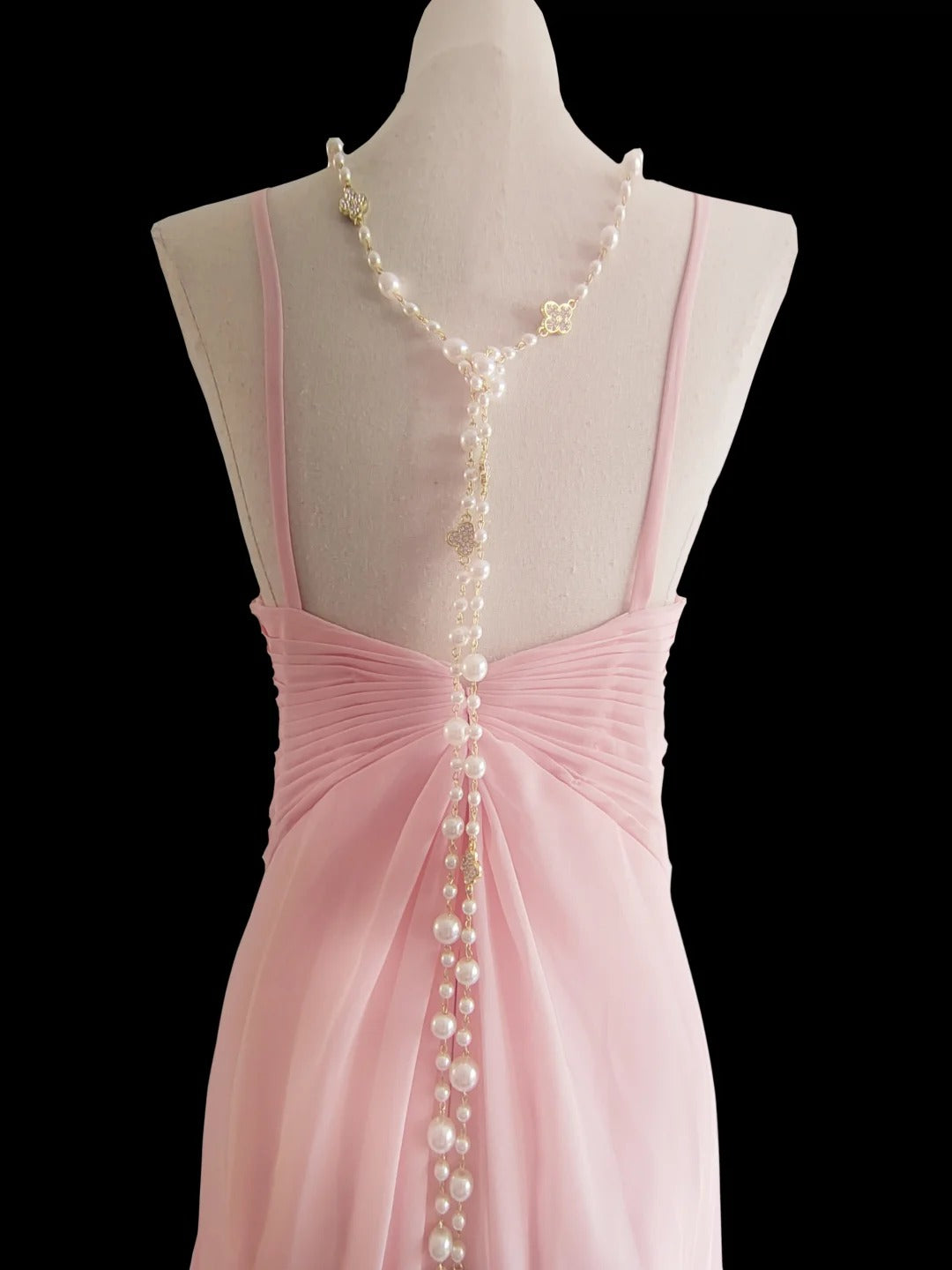 Pink Fashion Elegant Suspender Long Mermaid Slim Fishtail Skirt Chiffon Floor Length Train Ball Gown Evening Dress Wedding Bridesmaid Party Dress Prom Dress nv3865