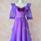 Grape Purple Retro Fashion Cute Puff Sleeves Wood Ear Edge Long Tulle Chiffon Ball Gown Evening Gown Birthday Adult Ceremony Party Gown nv4093
