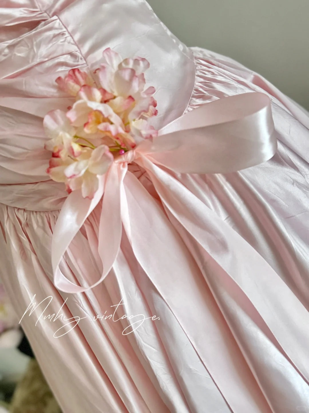 Pale Pink Retro Floral Elegant A-skirt Exquisite Sequin Midi/Short satin Homecoming Dress Prom Dress Evening Dress Birthday Party Dress Prom Dress Wedding Dress Quinceanera Dress nv4101