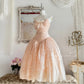 Peach orange tube top elegant exquisite lace princess dress medium length/short prom dress evening dress adult dress birthday dress prom dress nv4096