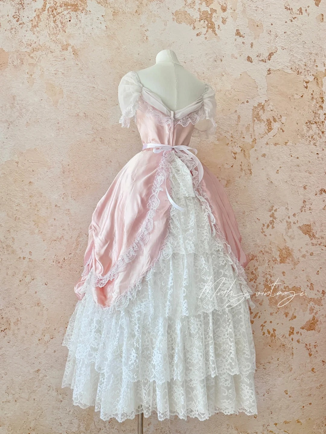 Rosa Retro Elegante Süße Exquisite Spitze Kuchen Prinzessin Kleid Lange Erwachsene Zeremonie Kleid Geburtstag Kleid Ballkleid Abendkleid nv4094