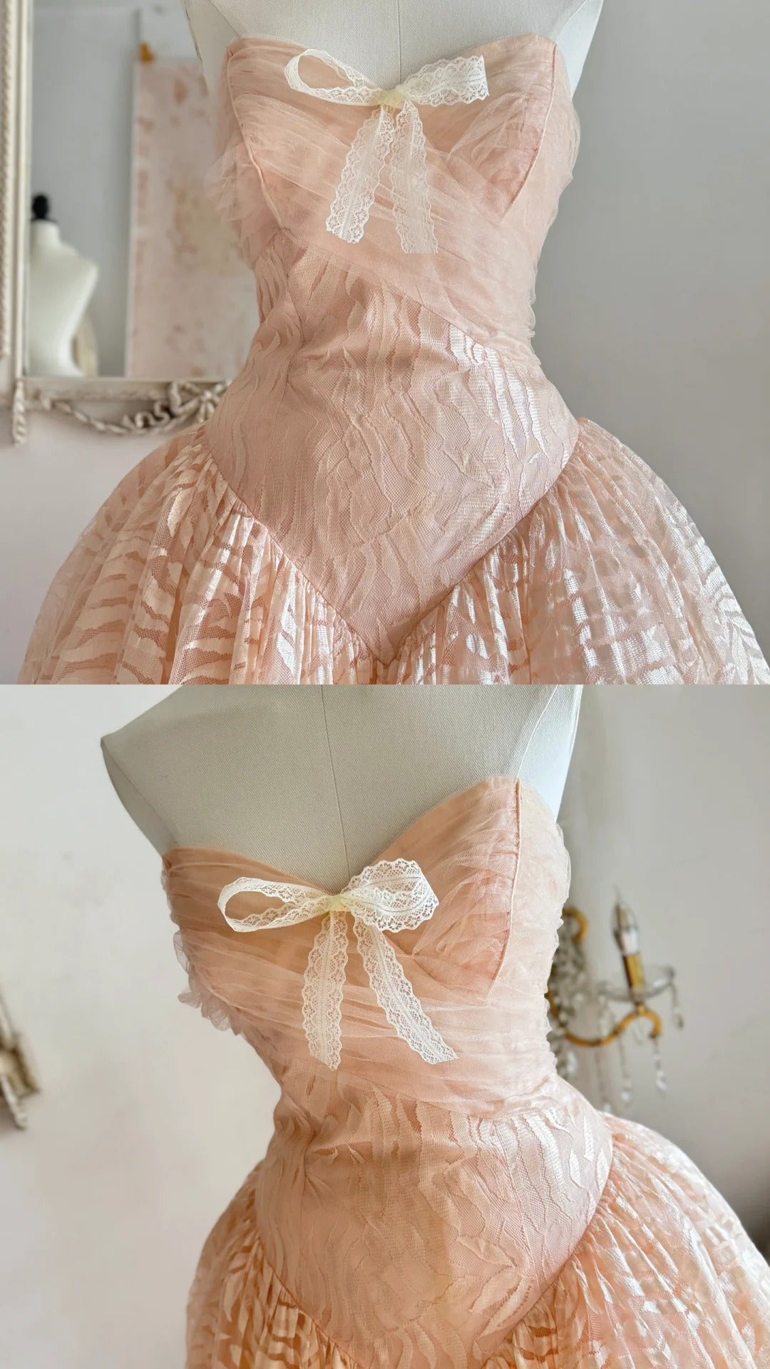 Peach orange tube top elegant exquisite lace princess dress medium length/short prom dress evening dress adult dress birthday dress prom dress nv4096