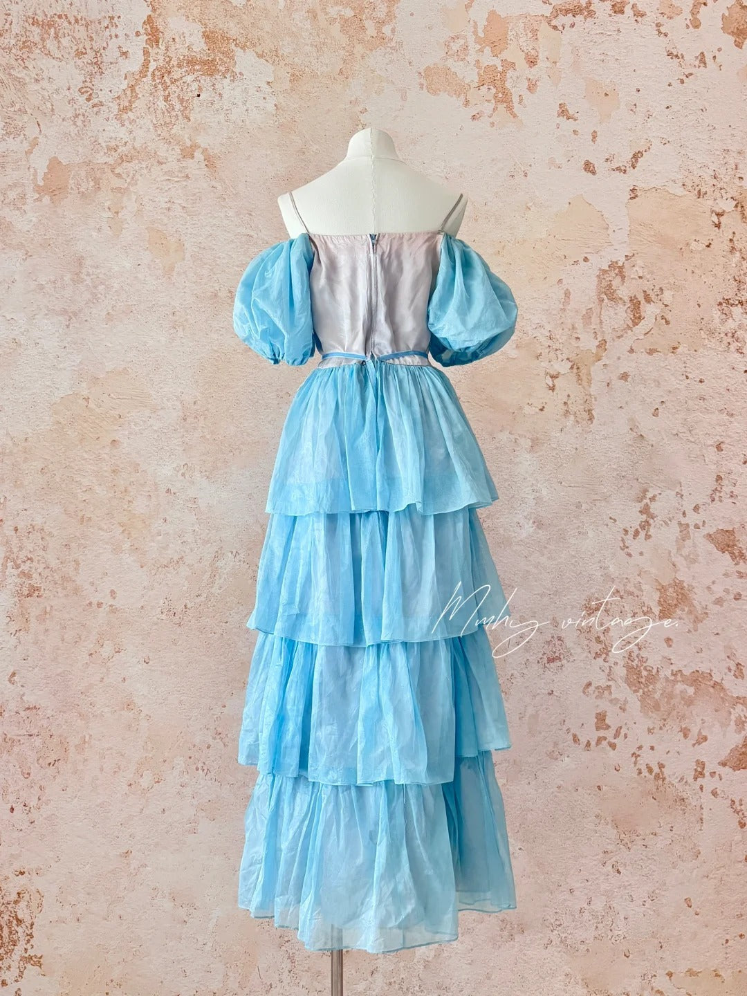 Blaues Eisrosen-Kuchenkleid, Retro, süß, niedlich, modisch, Puffärmel, Rüschen, Prinzessinnenkleid, langer Kuchenrock, Tüll, Chiffon, Ballkleid, Abendkleid, Geburtstagskleid für Erwachsene, Zeremonie, Partykleid, nv4091