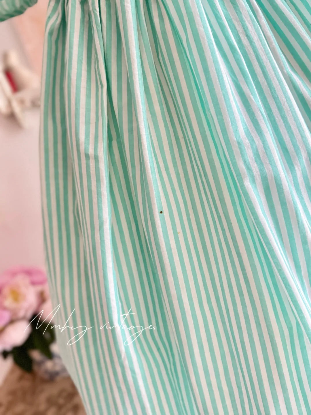 Mint Green Petal Baby Doll Collar and Puff Sleeves Embroidered Little Roses Vintage Elegant A-skirt Delicate Short chiffon Homecoming Dress Prom Dress Evening Dress garden Party Dress Prom Dress Wedding Flower Girl Dress nv4100