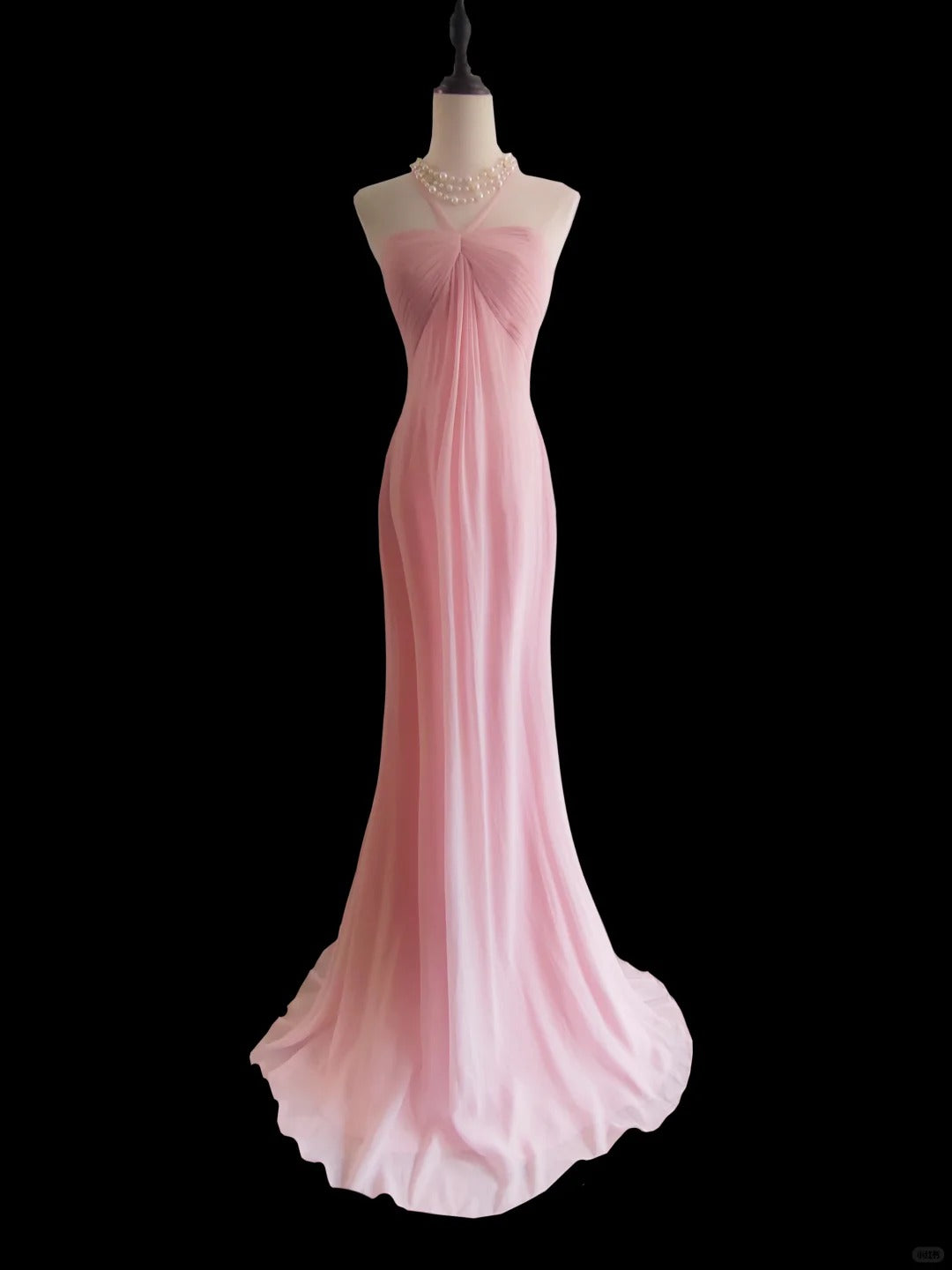 Pink elegant mermaid long chiffon prom dress nv5221