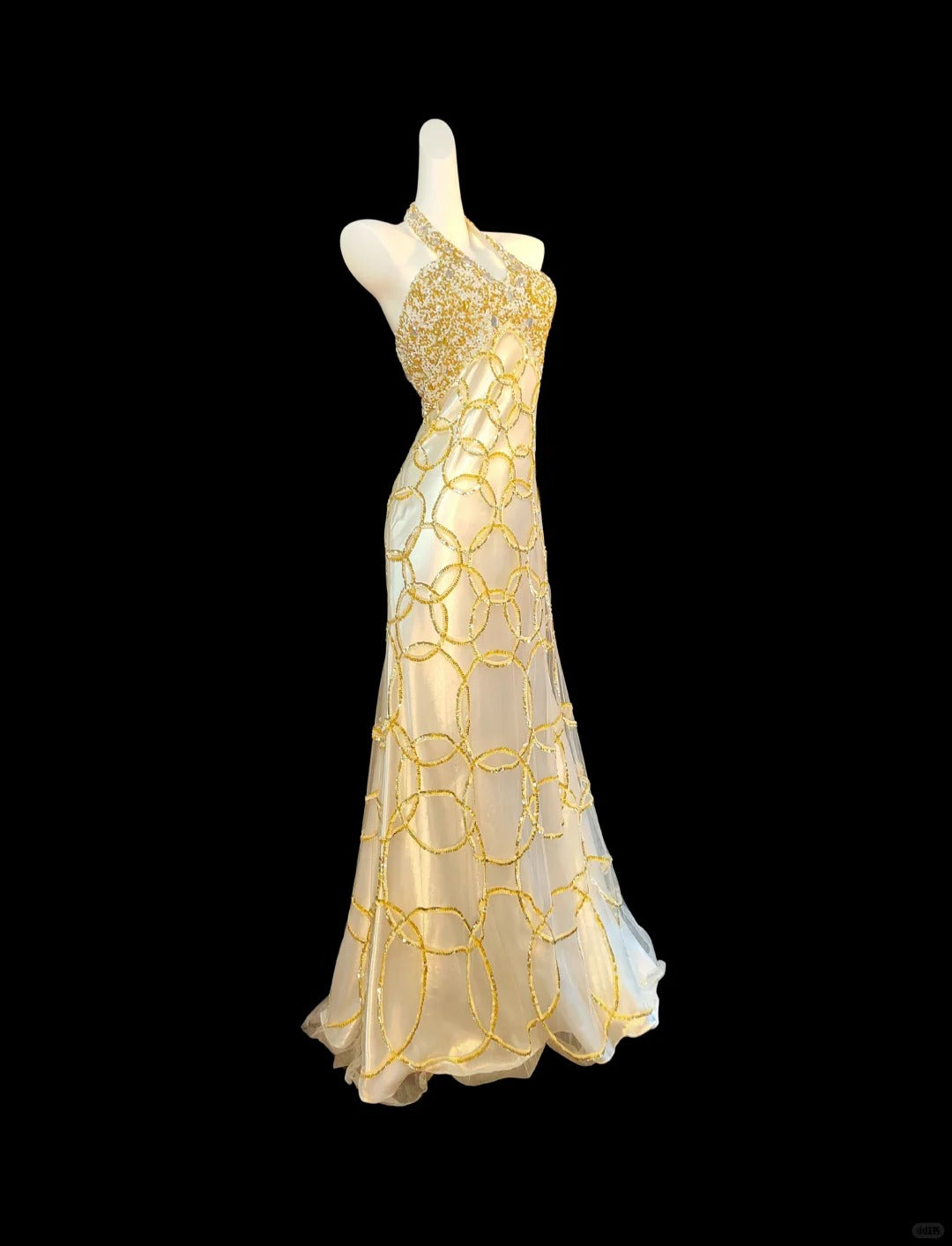 Elegantes, gelbes, langes Meerjungfrau-Ballkleid aus Satin mit Perlen, Abendkleid NV5227