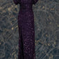 Robe de soirée longue élégante à paillettes bleu/violet scintillantes nv4924