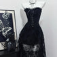 Black Vintage Elegant Delicate Lace Long Homecoming Dress Prom Dress Evening Dress Birthday Party Dress Prom Dress nv4048