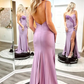 Purple Mermaid Spaghetti Straps Long Prom Dress with Appliques nv667