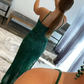 Green Spaghetti Straps Asymmetrical Prom Dress nv700