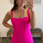 Hot Pink Satin Mermaid Prom Dress nv681