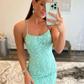 Green Lace Mermaid Long Prom Dress,Backless Formal Dress nv750