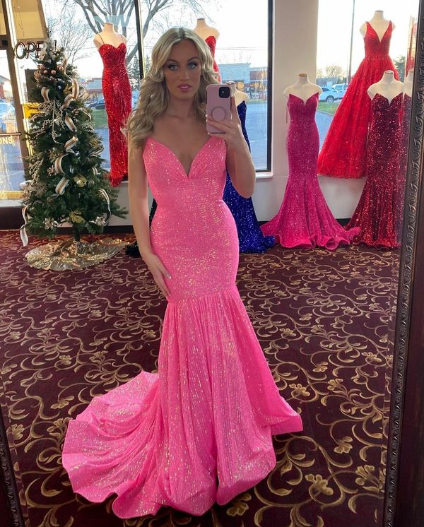 Long Mermaid Sparkle Sequins Prom Dresses Formal Evening Gowns nv773
