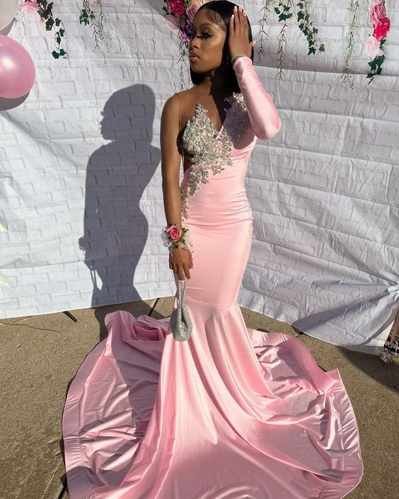 Stunning and Elegant Princess Party Wear Gown Pink Prom Dresses nv896