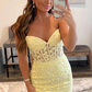 Yellow Sweetheart Tulle Lace Short Prom Dress Homecoming Dress nv909