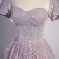 Purple Tulle Sequins Floor Length Prom Dress, A-Line Evening Party Dress nv889