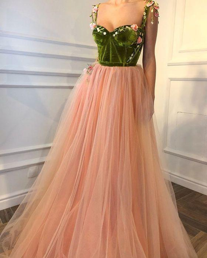 Gorgeous Unique Prom Dresses, A Line Prom Dress, Tulle Prom Dress nv535
